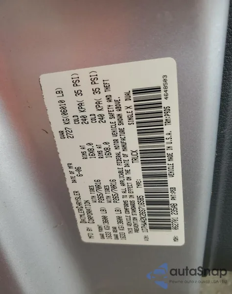 2006 Dodge Dakota Slt z USA, uszkodzony, nr VIN 1D7HW42K26S716585